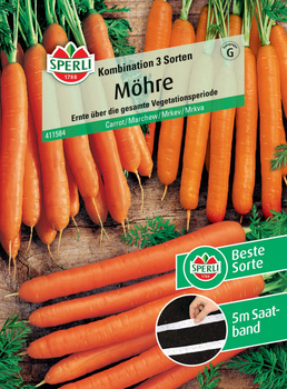 Marchew 'Kombination 3 Sorten (Nantaise 2, Rotin, Lange rote stumpfe ohne Herz 2)' Nasiona PREMIUM Sperli